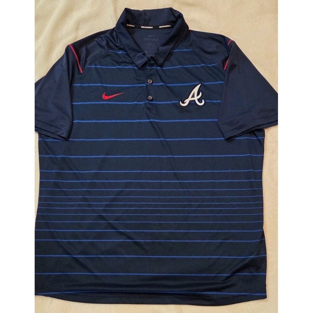 NIKE BASEBALL DRI FIT ATLANTA BRAVES MENS SHORT SLEEVE POLO SIZE XXL